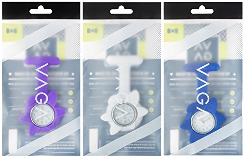 Set / Kit / Lot of 3 Fob / Brooches / Pockets Analogue Quartz Watches for Doctors, Nurses and Health Care Workers With Colorful Infection Control Silicone / Rubber / Jelly Hygienic Covers