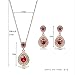 OUFO Jewelry Sets for Women Gold Plated Necklaces and Earrings Crystal Teardrop Pendant Girls Charm Elegant Red Stone Necklace Set (2240)