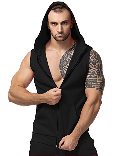 mens sleeveless gym hoodies