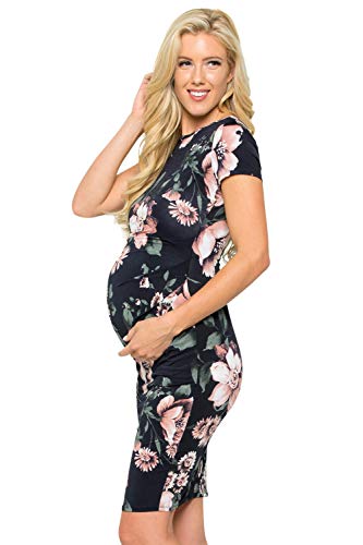 Women's Maternity Bodycon Causual Short Sleeve Mama Dress(Made in USA)