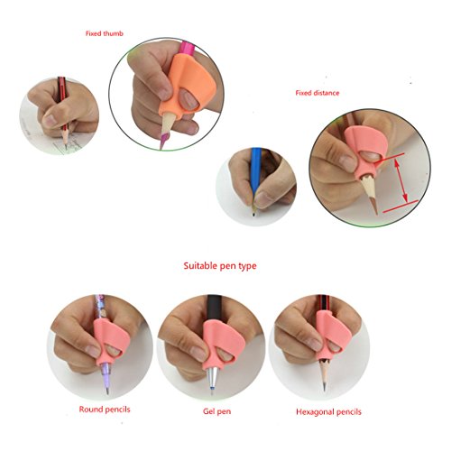 Silicone Pencils Grip Holder 4PCS Pen Writing Aid Grip Posture Correction Tool, Comfy Grips for Improving Writing, Best Effective for 3 to 12 Years Kids Children Students Kindergarten