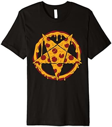 Mens Hail Pizza Pentagram Pepperoni Star Slice T-Shirt XL Black