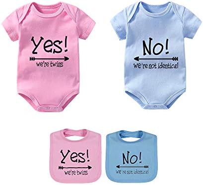 culbutomind Baby Bodysuits Twin Boys Girls Twin Clothes Unisex Short Sleeve Yes We are Twins No We are Identical