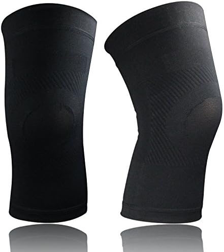 Knee Pads Compression Brace Sleeve - Suptempo Black Sports Fitness Elastic Knee Support Injury Recovery Sleeves For Volleyball, Basketball, Football, Running, Biking, Joint Pain Relief, One Pair (S)