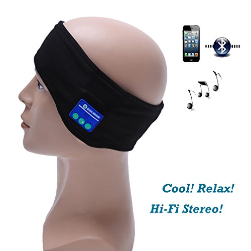 DOLIROXÂ® Washable Wireless Bluetooth Matel Silk Fabric Music Headband Hands-free Phone Call Answer Ears-free Headband With Built-in Speakders and Mic (Headband-Black)