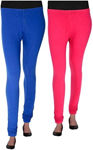 Agrima Fashion Churidar Cotton Lycra Legging for Women (Blue & Pink)-L