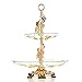 Fruit Bowl and Cake Stand,OKOMATCH 2 Tier Serving Platter With Round Glass Plate Golden Stainless Steel Holder for Birthday Party Wedding Home (Golden)