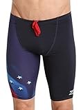 Speedo Red Bright and Blue Warp Endurance+ Jammer Male Navy/Red/White 34