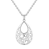 RSJewel Abstract Peacock Design Sterling Silver Filigree Peacock Design Pendant With Length Adjustable Chain Necklace