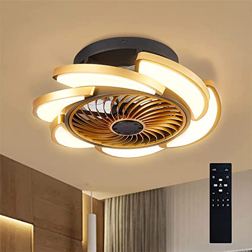 Ceiling Fan with Lights Remote Control, 18"Flush