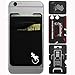 Double Pocket Gecko Phone Wallet - Smartphone Adhesive Card Holder - Cell Phone Pouch - Mobile Stick on Spandex Pocket by Gecko - Carry Credit Cards and Cash – (BLACK-WHITE)
