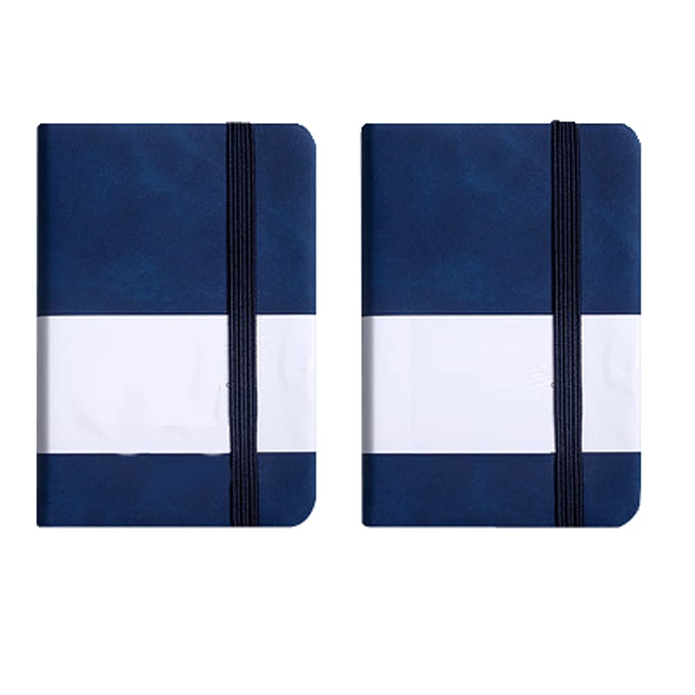 2Pack A7 Notepad Diary Small Pocket Notebook Hardback Travel Notebook Journal Diary Lined Writing Note Books Memo Pad Notes Personal Planner Organiser with Ribbon Marker Elastic Strap