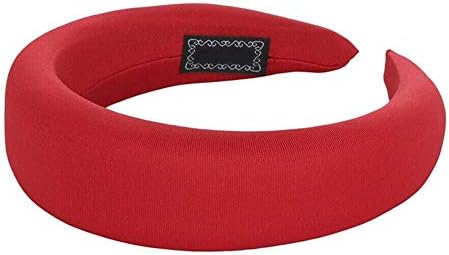 Anglerfish Women Girls Velvet Headband Padded Hairband Wide Hair Hoop Hair Band Hair Styling Accessories Headpiece Sparkly Head Wrap for Women (Red)