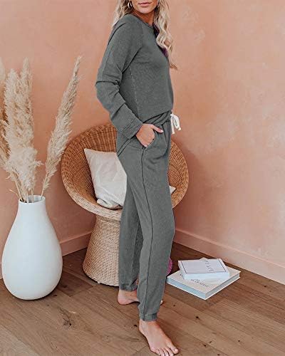 Eurivicy Women's Solid Sweatsuit Set 2 Piece Long Sleeve Pullover and Drawstring Sweatpants Sport Outfits Sets 2 Eurivicy Women's Solid Sweatsuit Set 2 Piece Long Sleeve Pullover and Drawstring Sweatpants Sport Outfits Sets