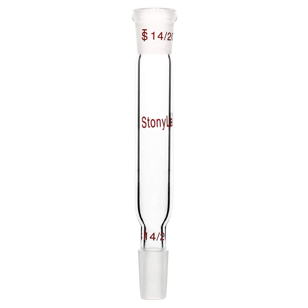 stonylab Borosilicate Glass Straight Connecting Adapter, 90 mm Between 14/20 Outer Joint and Inner Joint for Laboratory