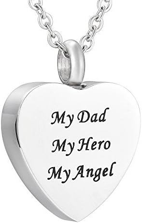 SS9788 Free Engrave 11 Different Heart Keepsake Urn Pendant Necklace Memorial Ash Urn Jewelry (my dad,my hero)