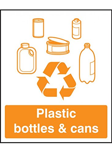 Caledonia Signs 16618H "Plastic Bottles & Cans Recycling" Sign, Rigid Plastic, 300 mm x 250 mm