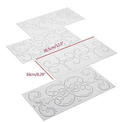 Connia 4pcs Grid Transparent Stencil Texture Mat Cake Border Decorating Tool Cake Mold (B)
