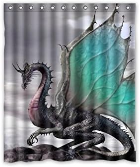KXMDXA Ancient Dragon Pattern Waterproof Polyester Bath Shower Curtain Size 60x72 Inch