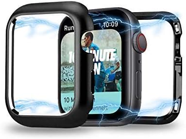 Vodzy IWatch FMagnetic Adsorption Technology Aluminum Metal Frame Protective Shock-Proof Bumper Cover for Apple Watch Series 4 (Black, 44 mm)