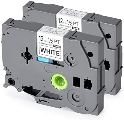 Label Tape Replace Brother P Touch Label Tape TZe231 for PT-D210 PTD600 PTD400AD PTM95 PT-H110 PTD600VP PT-1230PC PT2730VP P-Touch Cube Label Maker, 0.47 Inch x 26.2 Feet, Black on White, 2 Pack