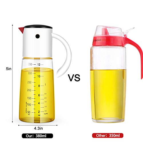 Olive Oil Dispenser Bottle 380ml for Kitchen Cooking BBQ, 13 oz Gravity
