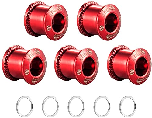 Chooee Single/Double Bike Chainring Bolts, M8 Bicycle Chain Ring Bolts and Nuts For MTB/Mountain Bike/Road Red