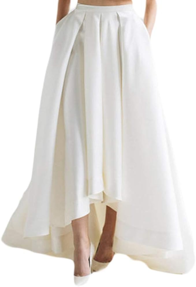 Simlehouse White Ivory High Low Bridal Skirts Amazon Com