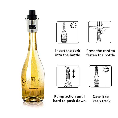 Champagne Stopper, Built-in Pressure Pump and Wing Lock for Sparkling Wine, Prosecco, Cava and Champagne, Keeping the Buzz in the Foam, By JSDOIN - Thumbnail 2