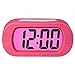 ZHPUAT Colorful Light Digital Alarm Clock with Snooze, Simple Setting, Progressive Alarm, Battery Operated, Shockproof, The Ideal Gift Clock for Kids & Convenient for Travel (Pink)