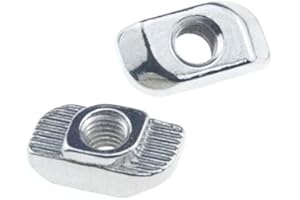 BINZZO Sliding T Slot Nuts 3030 Series M5 15 Pack Drop in T Nuts Carbon Steel Nickel Plated Half Round Roll in Sliding 6mm Slot Aluminum Profile Accessories for T Slot Aluminum Profile 30 x 30 Series