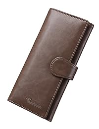 Travelambo Monedero de bloqueo RFID para mujer Tríptico Monedero de cuero de lujo para mujer