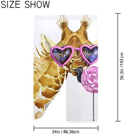Amazon Eilanna 暖簾 カーテン かわいいキリン水彩イラストアフリカの動物 夏の日 おしゃれ 間仕切り 遮光 目隠し ロング 断熱 つっぱり棒 突っ張り棒 伸縮棒付き 86 143cm インテリア 喫茶店 居酒屋 飾り付け 装飾 のれん オンライン通販