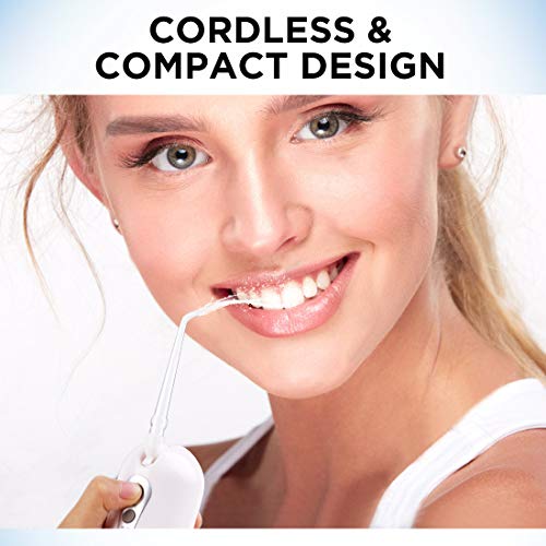 Water Flosser Cordless Oral Irrigator, Rechargeable Portable Dental Water Jet Flosser Teeth Cleaner with 5 Flosser Tips and 4 Flossing Modes, Travel and Home Water Dental Flosser