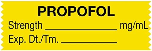 MedValue Anesthesia Tape, Propofol mg/mL, 1-1/2" x 1/2", Yellow - 500 Inches Per Roll