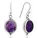 Women’s 925 Oxidized Sterling Silver Oval Gemstone Vintage Dangle Hook Earrings, 1.25