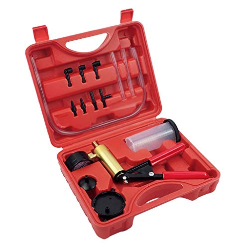 Hand Vacuum Pump Car Motorbike Bleeding Kit Hand Brake Fluid Bleeder Tool Brake System Bleeding Tools (Red)