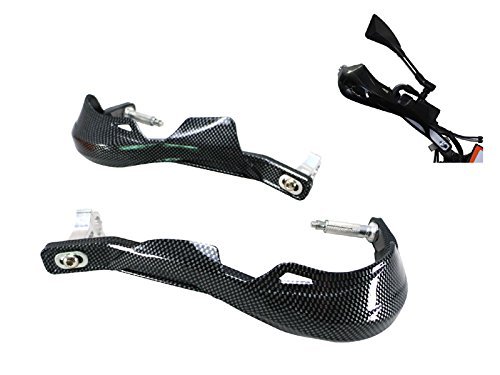Carbon Pattern Universal Motorcycle Motorbike Aluminium Insert / Plastic Hand Guards - 7/8 (22mm)