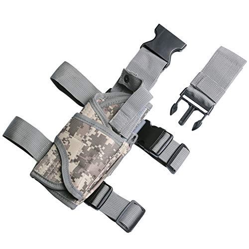 EnriQ Drop Leg Holster Tactical Thigh Airsoft Holster/Firearm Holster/Handgun Holder with Mag Pouch Adjustable Pistol Holster Leg Gun Holster for All 1911 Glock 17/19/20/21/23/26/27 More (ACU)