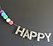 POSHAHOOLIE™ Happy Birthday Banner - Gold Glitter With Pastel Pom Poms - unicorn rainbow ice cream birthday party decorations happy birthday banner