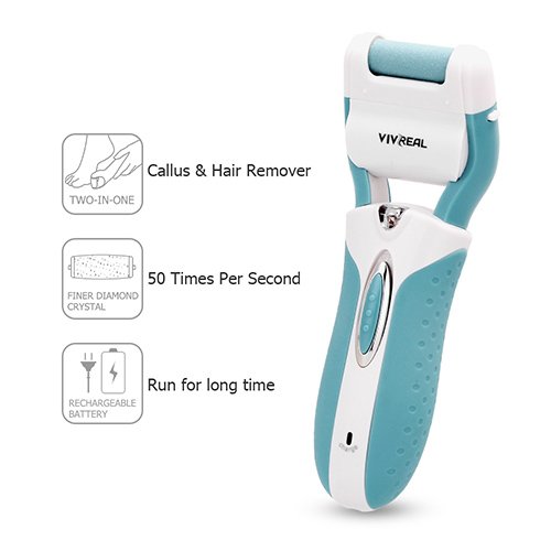 Electric Callus Remover - Foot File Callus Shaver Pedicure Foot File with Diamond Crystals Cordless Foot File 2 Callus Remover Head &1 Shaver Head Included Scraper Electric Callus Remover - Foot File Callus Shaver Pedicure Foot File with Diamond Crystals Cordless Foot File 2 Callus Remover Head &1 Shaver Head Included Scraper