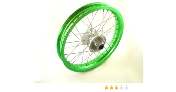 HMParts Pit Dirt Bike/Cross - Aluminio Llantas Anodizado 16 Trasero Verde