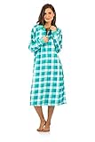 Casual Nights Women's Plaid Long Sleeve Zip Up Long Nightgown - Green - Large