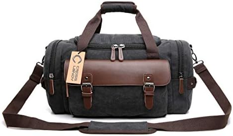 CrossLandy Canvas Gym Bag for Men Women Leather Overnight Bag Travel Carry on Duffel Sports Weekend Tote Bags 2 CrossLandy Canvas Gym Bag for Men Women Leather Overnight Bag Travel Carry on Duffel Sports Weekend Tote Bags
