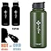 The Flow Insulated Water Bottle Large 32oz Stainless Steel Vacuum Flask With Wide Mouth Straw Lid, Coffee Flip Lid and Carabiner, Double Wall Sports Travel Tumbler (Olive Green, 1L)