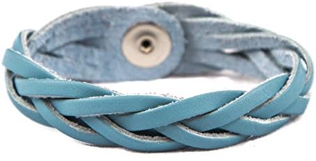 Essential Oil Aromatherapy Diffuser Bracelet, Braided Leather, Unisex (Small, Light Blue)