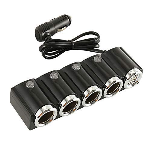 XingYue Direct Car Charger, 4 Way Cigarette Lighter Splitter Dual USB Adapter for 12V-24V Socket for Smartphones, Tablets and More