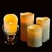 Flameless Candles 3 x 3 inches (Set of 4), Flickering LED Candles, Battery Operated Outdoor Indoor Fake Candles, Amber Flame Plastic Pillar Votive Candles with Cycling 8 Hours ON/16 Hours Off Timer