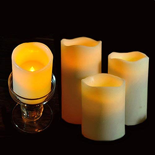 Flameless Candles 3 x 3 inches (Set of 4), Flickering LED Candles
