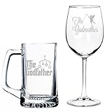 All Gifts The Godfather Beer Mug and The Godmother Wine Glass Set